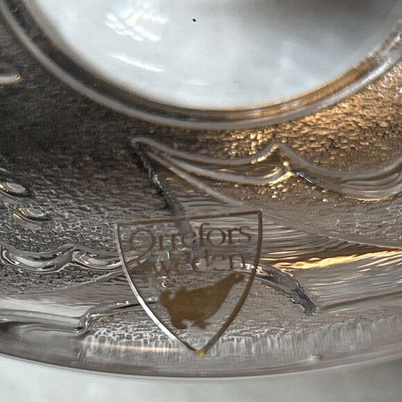 Orrefors Sweden Crystal Holly Days Christmas Votive Candle Holder Holiday - Picture 3 of 7